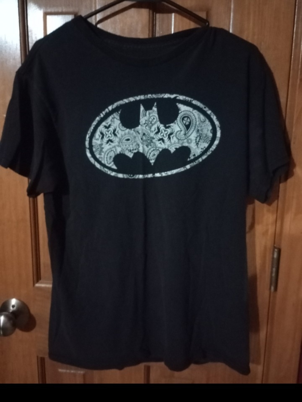 Batman Black Short Sleeve Tee with Paisley Logo